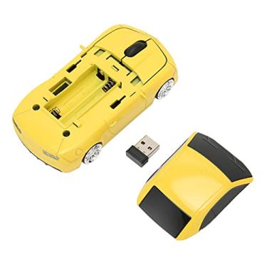 Imagem de Mouse de Computador, Mouse Sem Fio de Alta Compatibilidade Race Car Shape 1600 DPI Sensor óptico de 2,4 GHz para Computador para PC (Amarelo)