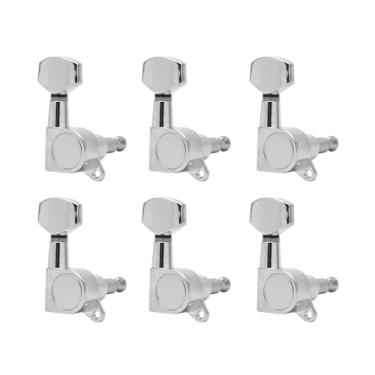 Imagem de DIAO79NI 6 pinos de afinador de guitarra selados à mão direita, pinos de afinação de cordas quadradas grandes para guitarra elétrica Fender Strat Stratocaster Telecaster/guitarra elétrica (prata)