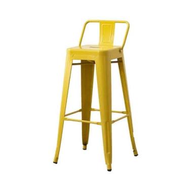 Imagem de Banco de bar de pub Cadeira alta estilo industrial, barril de gasolina, ferro, bar decorativo, retrô, bancos, restaurante(Yellow)