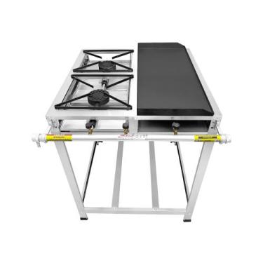 Imagem de Fogão Alta Pressão 2 Bocas Chapa Eco Ferro Fundido - Sevefort Grill