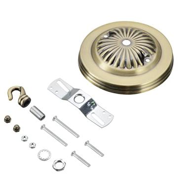 Imagem de Aspen Creative 21514-21, Kit de lustre tradicional e luminária com gancho de colarinho, latão antigo, 12,7 cm de diâmetro, orifício central de 7/40.6 cm