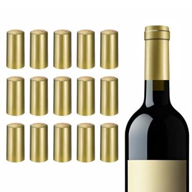 Imagem de PATIKIL Tampa termorretrátil de PVC 30 x 60 mm, 60 peças de tampas de embalagem de vinho para adegas de vinho, lembrancinhas de festa em casa, garrafas de óleo, douradas