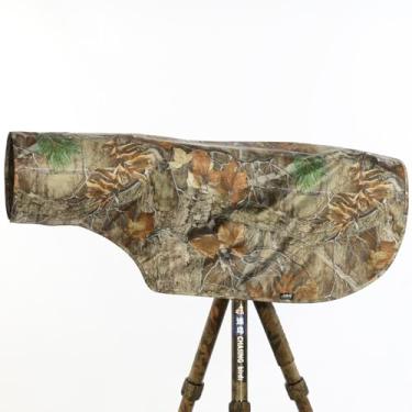 Imagem de CHASING BIRDS Capa de chuva camuflada à prova d'água opaca anti-UV para câmera e lente compatível com Canon, Sony, Nikon, Sigma, Tamron, Fujifilm Olympus 300/400/500/600/800 mm (árvore amarela, P)