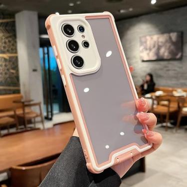 Imagem de Capa protetora híbrida à prova de choque com airbag para Samsung Galaxy S25 S24 Ultra Plus, capa rígida transparente (para S25 Ultra/rosa-branco)