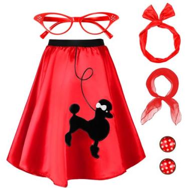 Imagem de Traje Hicarer, roupa feminina dos anos 50, saia poodle, sock hop