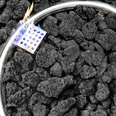 Imagem de NUPICK Rochas vulcânicas pretas de 9 kg para fogueira, rocha vulcânica de 1/5.1 cm-5.1 cm para lareira interna e externa, pedra vulcânica para sistemas de gás natural e propano, camada de base de