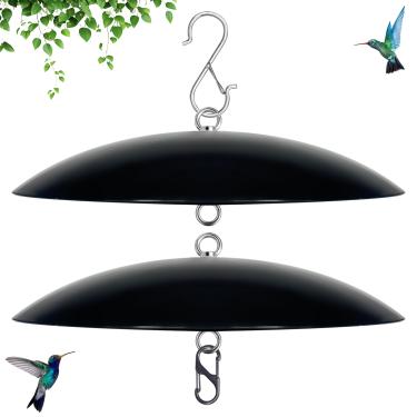 Imagem de Cúpula para alimentador de pássaros de 30,5 cm, protetor de chuva para beija-flor, cobertura climática ao ar livre, defletor de esquilo para comedouros suspensos, (preto), pacote com 2