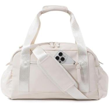 Imagem de Bucosd Pequena bolsa de ginástica para mulheres, mini bolsa de ginástica transversal com compartimento molhado, bolsa de mão para ginástica, dança, esportes, viagens, Médio-bege, Medium, Tendência