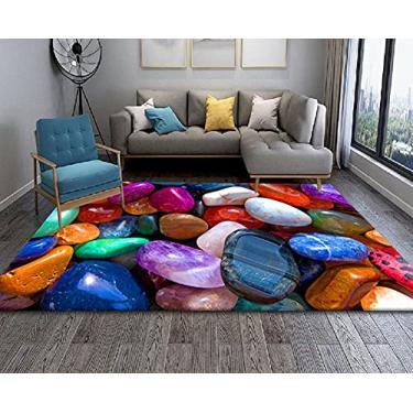 Imagem de Tapete de área 3D vida interna tapete antiderrapante paralelepípedos tapete tridimensional visão tapete de corredor hotel escritório criativo quarto pedra tapete de chão B-200 * 300cm (cor: C, tamanho: 180 * 280cm)