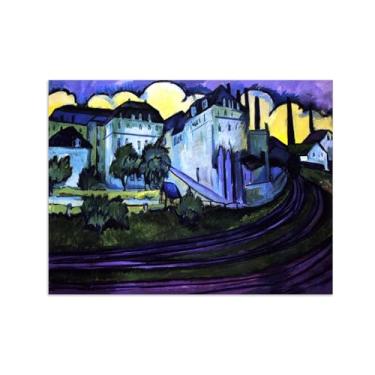 Imagem de Paisagem Abstrata Pôster Famosas Pinturas-Reprodução em Tela-Imagem Decoração Sala de Estar(Entrance to Old Town) 60x80cm-23x31in Sem Moldura