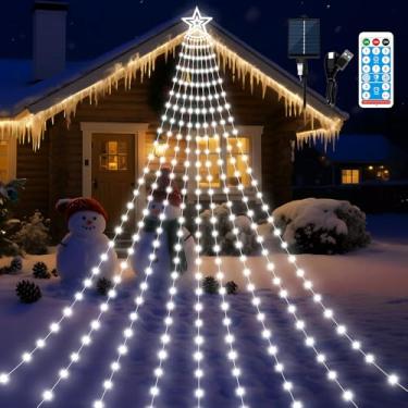 Imagem de AMIPEPE Cordão de luzes solares para cascata de Natal com 532LED, branco