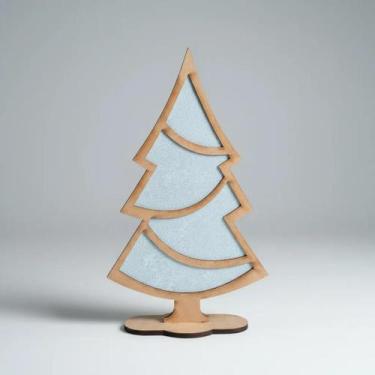 Imagem de Kit com 3 Árvore de Natal em Mdf de 3mm Pintada Artesanalmente Branca 