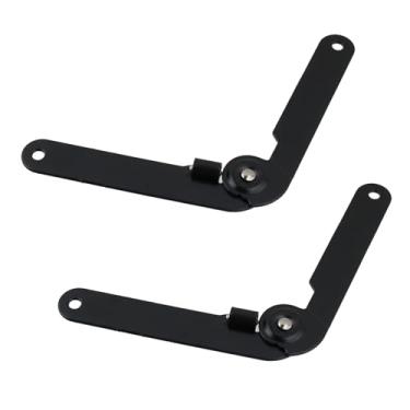Imagem de T Tulead 2 peças dobradiças giratórias de suporte de ferro dobrável dobradiça de suporte de tampa preta dobradiça com parafusos, para armário, caixa de madeira, móveis