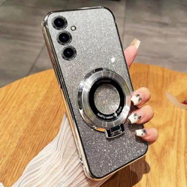 Imagem de Capa com suporte de glitter para Samsung A56 A36 A26 A16 06 55 35 25 15 05s 73 72 71 54 53 52/s 51 34 33 32 24 23 22 14 13 12 4g 5g (para Samsung A72/prateado)