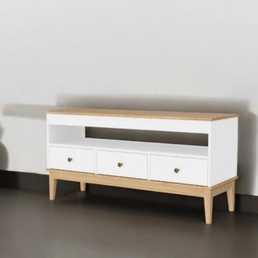 Imagem de Rack para TV até 50 Polegadas 3 Gavetas com Pés de Madeira Colonial Movelbento