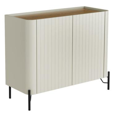 Imagem de Aparador Buffet Sala de Jantar 2 Portas Brise Pés Industrial Preto Naim I03 Luna Louro - Lyam Decor