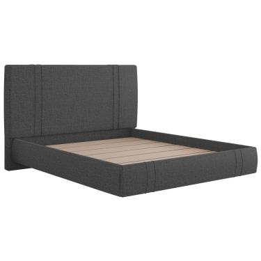 Imagem de Cama King Flutuante Com Cabeceira 195cm Astra S04 Linho Preto - Lyam Decor