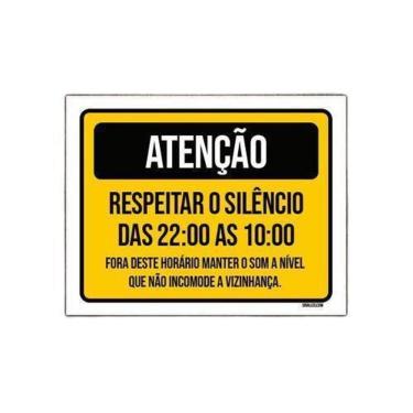 Imagem de Placa Sinalização Atenção Respeitar Silêncio Incomode 18X23