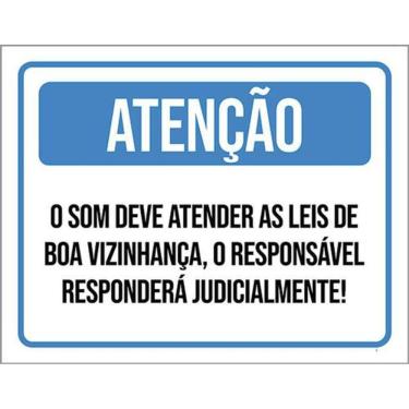 Imagem de Kit 3 Placa Som Deve Atendr Leis Boa Vizinhança 36X46
