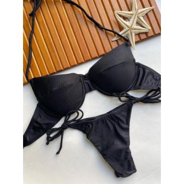 Imagem de Conjunto de Biquini Meia Taça Com Bojo Removivel e Calcinha de Amarrar