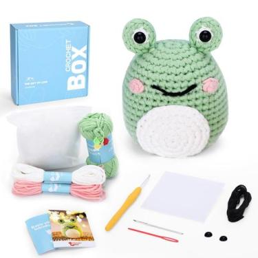 Imagem de Kit de crochet CrochetBox para principiantes con rana, hilo y video tu