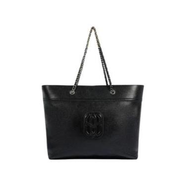 Imagem de Bolsa Feminina Schutz Couro Shopping Belle de Ombro Preto-Feminino