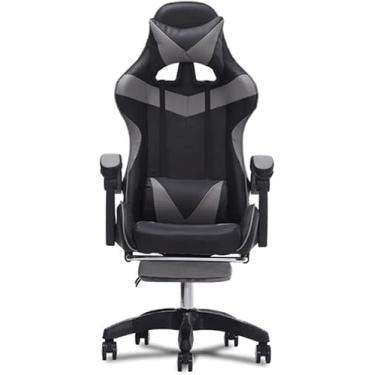 Imagem de Cadeira Gamer VG, Giratória, Reclinável, Couro, Encosto Alto, com Apoio de Braços (Cinza)