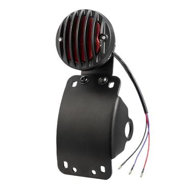 Imagem de Suporte de placa de freio traseiro com luz traseira de LED Amazicha para montagem lateral de freio de 2,5 cm curva compatível com Harley Honda Yamaha Suziki Kawasaki Chopper Bobber