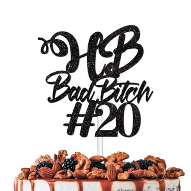 Imagem de Topper de bolo de despedida de solteira com glitter preto para festa de aniversário de 18 anos para mulheres, meninas, adultos, artigos de decoração de feliz aniversário de 18 anos