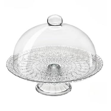 Imagem de Porta Bolo Boleira De Vidro Pluma Com Pé 32cm