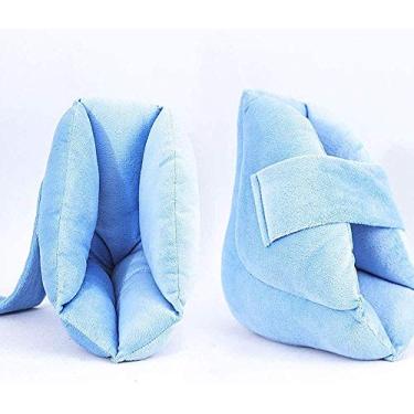 Imagem de Almofadas ortopédicas para pés protetores de almofadas para o calcanhar - dor de pressão e alívio de úlceras no calcanhar, enchimento de esponja respirável de alta elasticidade, azul claro, proteção