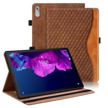 Imagem de Varohix Capa para Lenovo Tab P11 (2ª geração) 29.2 cm/Pad Plus 2023 PU Leather Suporte de visualização multi-ângulo com bolso para cartão P11 Gen2, marrom