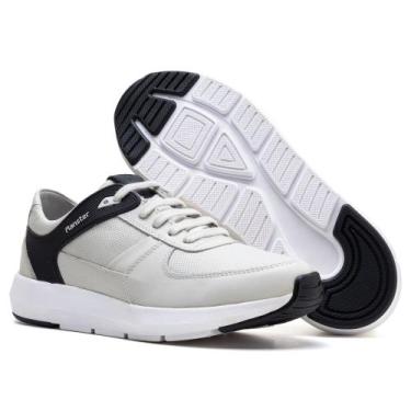 Imagem de Tênis Sneaker Masculino Confort Ranster 9002 Couro, Gelo, Preto, 39
