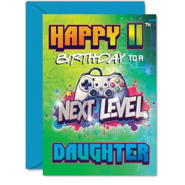Imagem de Cartões de aniversário de 11 anos para filha - Próximo nível - Cartão de feliz aniversário para menina de 11 anos filha neta, cartões comemorativos A5 Bday