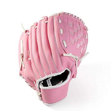 Imagem de Luva de beisebol luvas de softball lançador de campo espesso luvas de beisebol de couro de PU e luvas de treino de softball para jovens adultos (cor: Pink, tamanho: Criança 10,5")