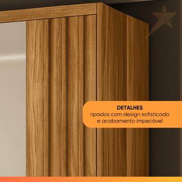 Imagem de Guarda Roupas Casal Detalhe Ripado 6 Portas 4 Gavetas Roma Madeirado/Off White