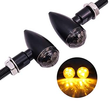 Imagem de YnGia 2 indicadores universais de motocicleta, em forma de bala, âmbar, mini luz indicadora de cauda de motocicleta para scooter quadriciclo off-road