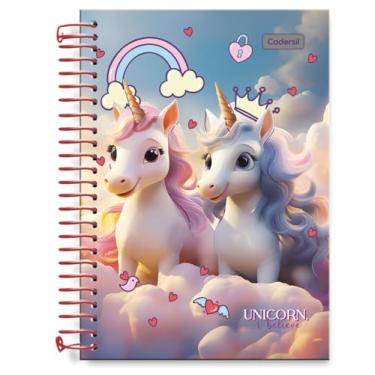Imagem de Caderno Escolar Cadersil 1/4 Estampa Unicorn I Believe – 80 Folhas – Capa Dura – Miolo Pautado – Ideal para Anotações, Recados ou Uso Diário