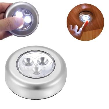 Imagem de Luminária Toque 3 Leds Abajur Sem Fio Bancada Closet Guarda Roupa Luz Leitura Quarto Bebê Touch Super Potente Com Adesivo