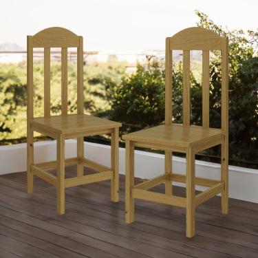 Imagem de Kit Com 2 Cadeiras De Jantar Madeira Maciça Safira Nogueira Sem Estofado Nogueira S/estofado