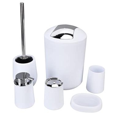 Imagem de Grcfumo Kit de lata de lixo para escova de dentes, 6 peças, galvanização, conjuntos de acessórios para banheiro doméstico (Branco)