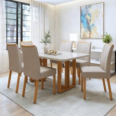 Imagem de Conjunto Sala de Jantar 6 Lugares Retangular Tampo Vidro/MDF Mesa Bold