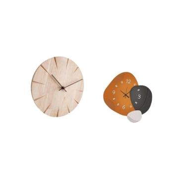 Imagem de Fenteer Relógio de Parede de Madeira Decorativo com Design Criativo, Presente Silencioso, Sem -taque, Arte Moderna, Ornamento, Relógio de Parede para Res