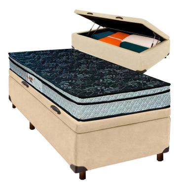 Imagem de Cama Box Bau Blindado Solteiro + Colchão D28 Conforto Paropas