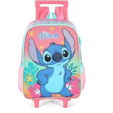 Imagem de Mochila Infantil com Rodinha STITCH Rosa G - Luxcel