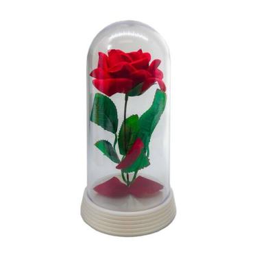 Imagem de Linda Redoma com Rosa Pink , inspirada na A Rosa Encantada do filme a 