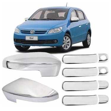 Imagem de Kit Aplique Cromado Maçaneta Retrovisor Com Pisca Volkswagen Fox Up Gol G6 G7 G8