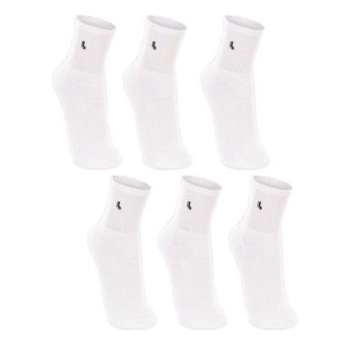 Imagem de Kit  6 Pares Meias Adulto Cano Médio Esportiva Lupo, Branco, Unissex