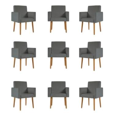 Imagem de Kit 09 Cadeiras Poltronas Decorativa - Escritório - Recepção Cor:cinza