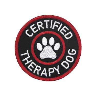 Imagem de Certificado Therapy Dog Service Dog Moral Patch tático colete bordado/arreios crachá prendedor gancho e laço emblema